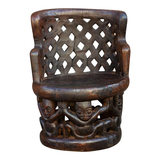 NIGERIAN YORUBA CARVED FIGURAL CHAIR