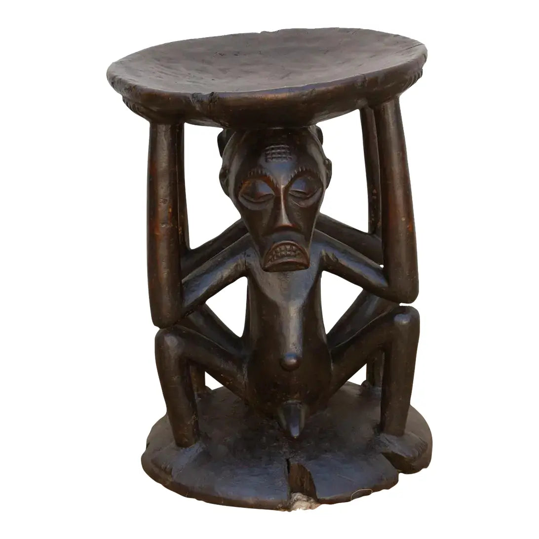 TRIBAL SONGYE FIGWAL CARVED STOOL